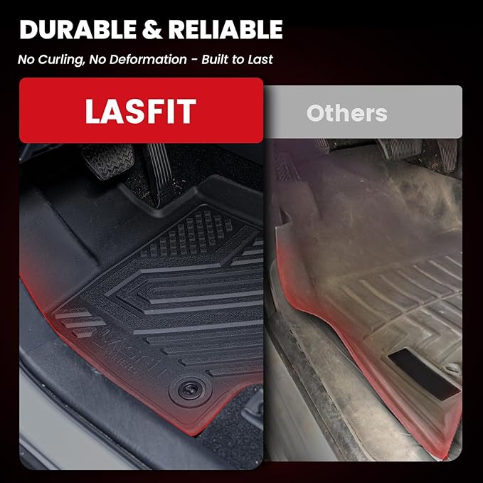 LASFIT Floor Mats&Trunk Mat Fit for Toyota RAV4 2019-2025 (Only Fit Hybrid) All Weather TPE Mats Custom Fit Floor Liner for Toyota RAV 4 1st and 2nd Row Full Set Car Mats and Cargo Liner, Black