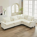 URRED Cloud Couch Modular Sectional Sofa, 116" Modern L Shaped Deep Seat Sofa with Pillows, Ultra Comfy Chenille Corner Couches for Living Room, Bedroom or Apartment, White