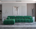 JACH 104" Modular Sofa Sectional Couch, L-Shaped Minimalist Velvet Couches, Mid-Century Comfy Couch with Reversible Chaise Ottoman for Living Room, Apartment (Green)