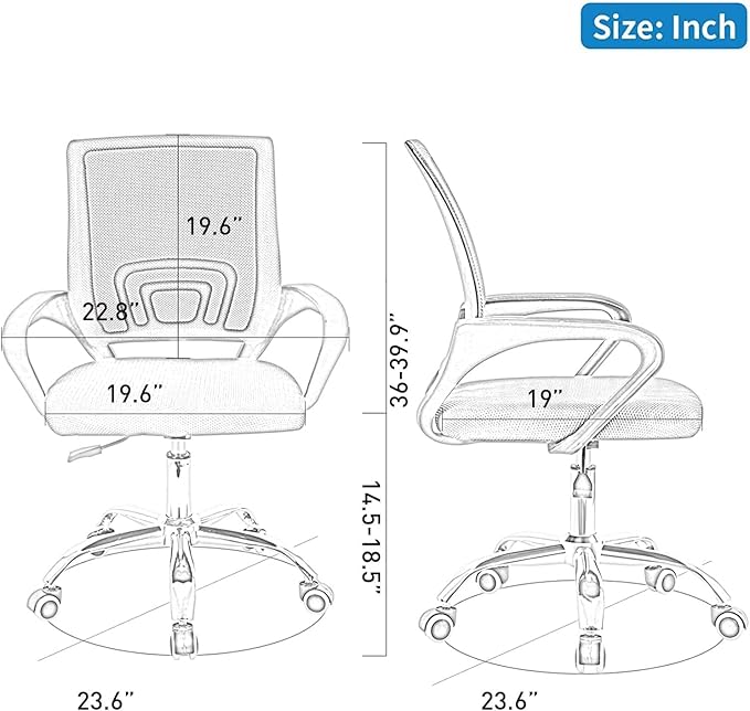 Bonzy Home Ergonomic Conference Room Chairs Set of 8, Rolling Office Chairs with Wheels, Mesh Computer Desk Chair with 360°Swivel, Height Adjustable, 8 PCS