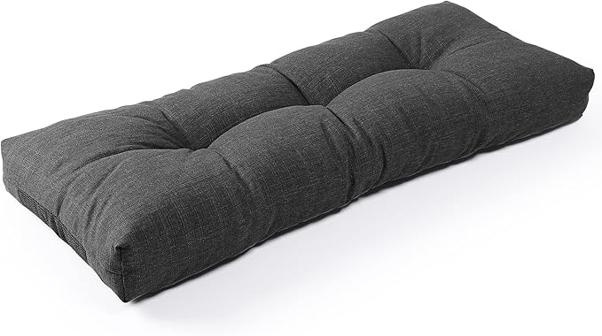 SUNROX LokGrip Non Slip Tufted Memory Foam Bench Cushion, FadeShield Water Resistant Durable Thicken Outdoor/Indoor Bench Seat Pads 30x14x4 inch, Midnight
