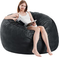 Bean Bag Chairs for Adults - Memory Foam Furniture BeanBag Chair - Kids/Teens Sofa with Soft Micro Fiber Cover - Round Fluffy Couch for Living Room Bedroom College Dorm - 5 ft, Carbon Black
