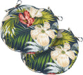 Magpie Fabrics Outdoor Round Bistro Seat Cushions with Ties, 15"x15"x4" Set of 2, Tufted Waterproof Barstool Chair Pads for Patio Home Garden Office, Midnight Floral