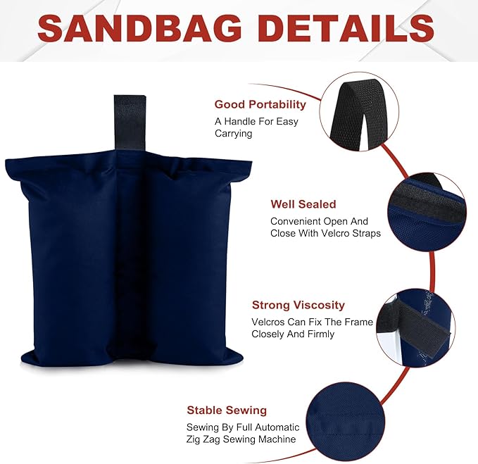 ABCCANOPY Canopy Weights 120 LBS Gazebo Tent Sand Bags,4pcs-Pack (Navy Blue)