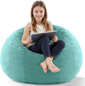 HABUTWAY 2FT Bean Bag Chair, 2' Beanbags Small Bean Bag Chairs with Filling, Teardrop Bean Bag Chair Luxurious Velvet Ultra Soft Fur with Removable Cover (Aqua Ombre)