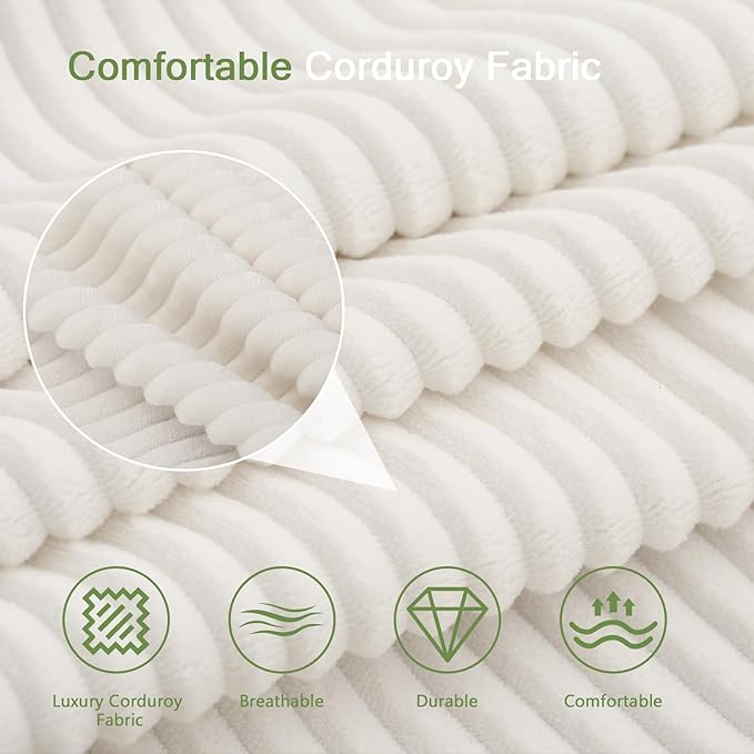 MeMoreCool Cloud Couch – 3-Seater Convertible Sofa Bed, Tufted Cushion, Corduroy, No Assembly, Beige Compact Floor Sofa | Foldable Boneless Design | Comfy Sleeper for Living Room & Small Spaces