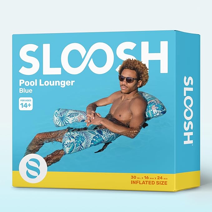 SLOOSH Pool Floats Chairs Adult,Inflatable Pool Lounge,Plant Pattern Floating Mat Hammock,Blow up Water Chairs Noodles rafts for Party Summer Water Beach Fun