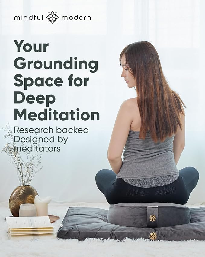 Mindful & Modern Zabuton Meditation Mat - Cotton Filled Yoga and Meditation Pad - Zabuton Meditation Cushion for Kneeling and Sitting Support - Large Rectangular Sitting Floor Pillow for Bench or Zafu