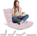 Giantex Floor Chairs, Floor Gaming Chair with Back Support, Coral Velvet, 14 Adjustable Position, Thick Sponge Padding, Floor Seating Lounge for Reading, Watching TV, Meditation, Gaming Chair Floor