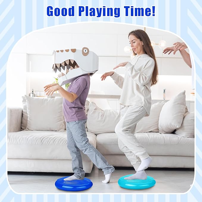 Silipull 2 Pcs Wiggle Seat Inflated Wobble Cushion Flexible Balance Disc with Air Pump for Core Stability Strengthening Improving Posture Physical Exercise