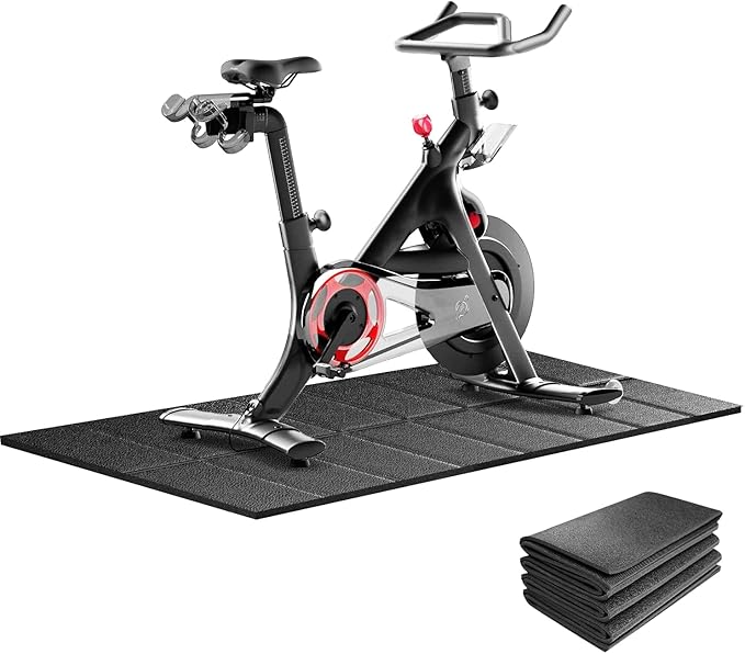 THAILE Exercise Bike Mat, Compatible with Peloton Bikes, 60"x30", Bike Trainer Mats, Mat for Indoor Stationary Spin Bikes Treadmill Walking Pad on Hardwood Floor Carpet Protector