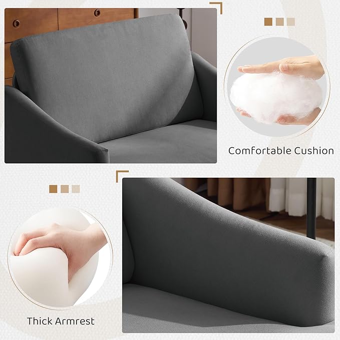 Bezseller Oversized Accent Chairs Set of 2, 33.5'' Wide Seat Comfy Armchair with 2 Pillows, Upholstered Big Reading Chair, Modern Single Sofa Chair for Living Room Bedroom Apartment Office, Dark Grey