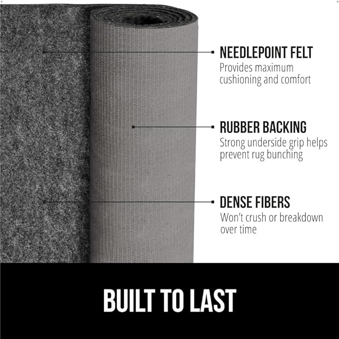 GORILLA GRIP Felt and Natural Rubber Stay in Place Slip Resistant Rug Pad, 1/4in Thick, 7x10 FT Protective Padding Under Area Rugs, Cushioned Gripper Pads, Carpet Runners, Hardwood Floors Protection
