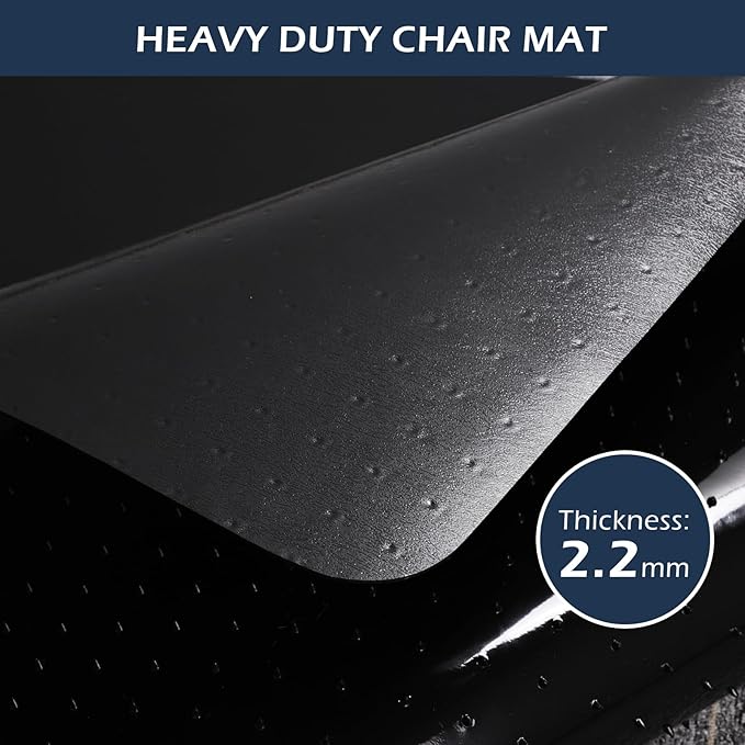 SALLOUS Office Chair Mat for Carpet, 48" x 36" Heavy Duty Chair Mat for Carpeted Floors, Gaming Floor Mat with Grips, Rolling Desk Chair Floor Mat for Home Office (Black, Extended Lip)