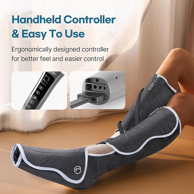 HuBDIC HubiCare Leg Air Massager for Circulation and Relaxation Foot and Calf Massage with Heat. Great for Circulation and Helpful for Relaxation and Swelling (Zipper Added)
