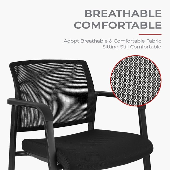 CLATINA Rolling Conference Chairs, 1 Pack Stackable with Wheels and Paddle, Ergonomic Mesh Back and Arms for Meeting, Training Room & Home Office (Black)