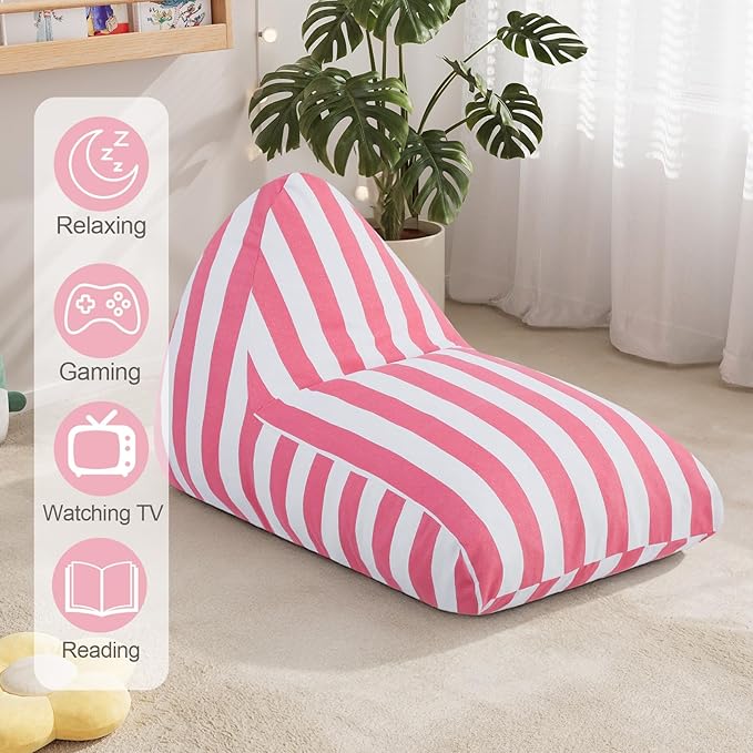 COMAX Bean Bag Chairs for Kids, Kid Beanbag Chair Stuffed with Filler, Toddler Lounge Chair Cotton, Lazy Floor Lounger for Girls and Boys, Premium Cotton Canvas