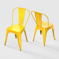 Metal Dining Chairs Set of 2,Stackable Tolix Chair Indoor/Outdoor for Kitchen,Cafe,Restaurant,Bistro & Patio Multiple Colors(Yellow)