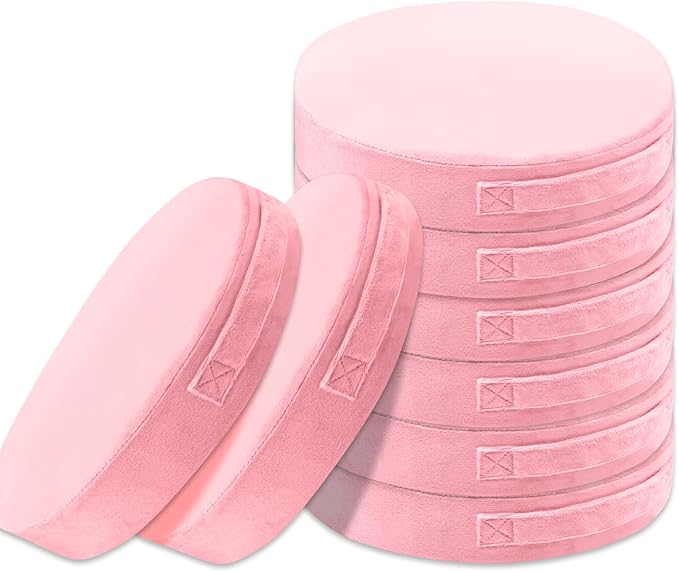 8 Pcs Round Floor Cushions for Kids, 15'' Plush Flexible Seating Pillows with Handles, Soft Chair Seats for Classroom Elementary Daycare Preschool Playroom Reading Corner Light Pink