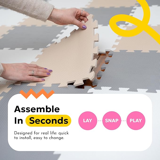 MioTetto Baby Play Mat, Soft Foam Floor Tiles for Kids. Adjustable Interlocking Foam Tiles, Fits with 50x50 Playpen Baby mat for Crawling & Development, Safe & Non-Toxic Playmat for Babies 6-12 Months