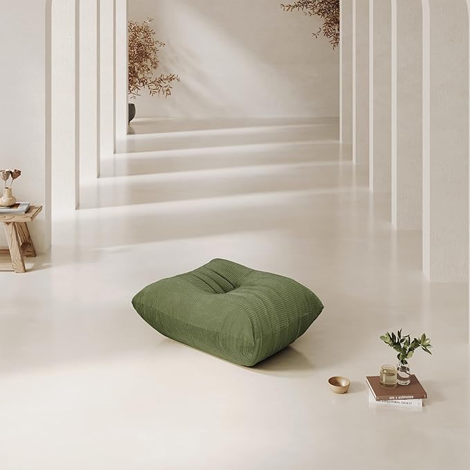 Ottoman,Bean Bag Chair for Adults,Fireside Chair,Footrest,Lazy Floor Sofa Couches, Corner Chair Sofa for Living Room Bedroom Salon Office,Olive Green