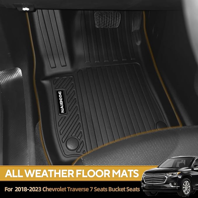 Naibeve Floor Mats for 2018-2023 Chevrolet Traverse 7 Seats Bucket Seats (for 2024 Traverse Limited)-for Chevy Traverse Cargo Mat 2nd Row Backrest Mats & 3rd Row Backrest Mats