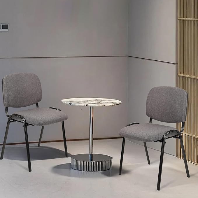 CLATINA Set of 5 Pack Waiting Room Chair Fabric Grey Stackable Chairs Metal Frame with Thickened Seat Back Cushion for Waiting Conference Room Guest Chairs