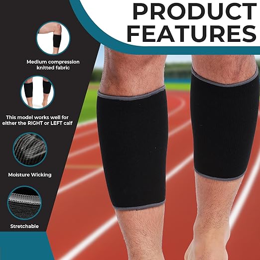 NeoTech Care Calf Compression Sleeve for Calves Support or Shin Splint (Black Color, Size XL, 1 Pair)