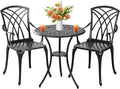 Withniture Outdoor 3 Piece Bistro Set Cast Aluminum Bistro Table and Chairs Set of 2, All Weather Bistro Patio Set, Patio Furniture for Garden Black
