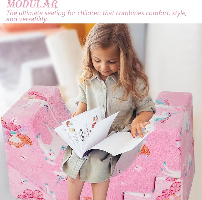 MeMoreCool Toddler Foam Climbing Couch – Modular Kids Sofa with Slide & Stair, Glow‑in‑Dark Convertible Playroom Sectional for Crawling, Climbing & Kids’ Play