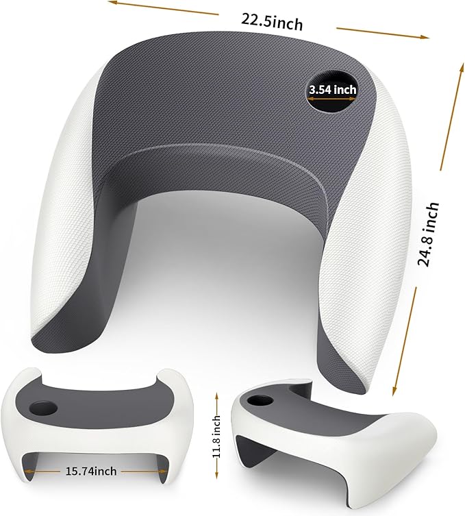 Reading Pillow, Lap Desk Pillow for Adult, Gaming Pillow Memory Foam for Arm Support, Arm Rest for Working, Crocheting, Playing Game or Siting in Bed, Floor, Sofa (Grey)