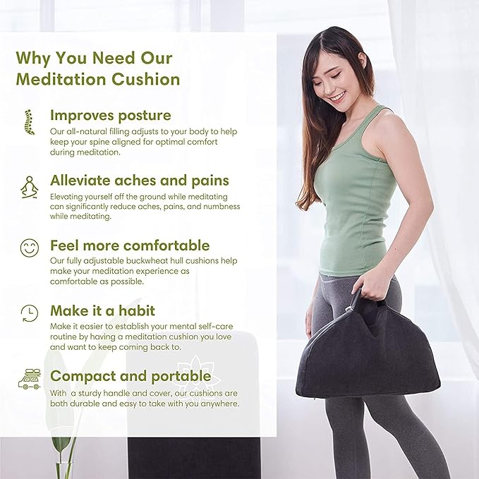 Mindful Modern Travel Meditation Cushion | Outdoor Floor Cushions for Adults | Stylish Outdoor Decor | Portable Mindfulness Pillow | Accessories for Women | Washable Cover