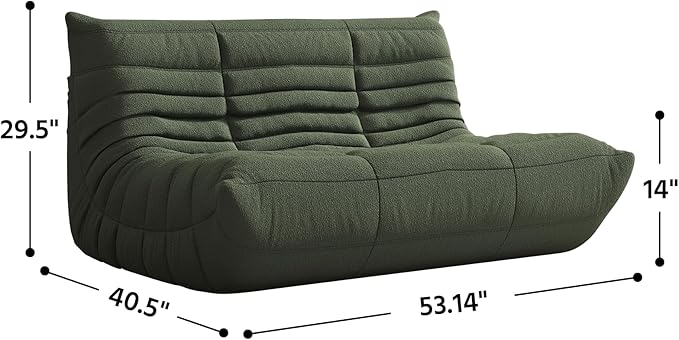 Bean Bag Chair, Fireside Chair, Large Bean Bag Chair for Adults, Bean Bag Chairs for Teens with High-Resilience Foam, Non-Slip Base Floor Lounge Sofa,Living Room (Green, Loveseat)