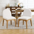 DUOMAY Modern Dining Chairs Set of 2, Mid Century Linen Fabric Upholstered Dining Room Chairs Kitchen Chairs with Solid Rubberwood Legs, Armless Accent Side Chairs, Beige