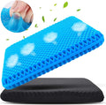 Large Gel Seat Cushion for Long Sitting (Large & Thick), Soft & Breathable, Gel Cushion for Wheelchair Reduce Sweat, Chair Cushion for Office Chair (Black Cover)