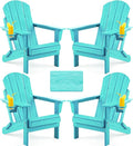 Folding Adirondack Chair Wood Texture, Patio Chairs Weather Resistant, Outdoor Chair, Lawn Chair with Cup Holder, Fire Pit Chair for Deck, Outdoor, Porch, Backyard