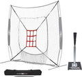 Web Flex® Spider Series 7’x7’ Sock Net, Adjustable Batting Tee & Strike Zone Trainer Bundle, Portable Baseball & Softball Training Set for Hitting, Pitching, & Fielding | Durable, Easy Setup