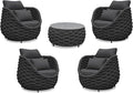 Erotr Aluminum Front Porch Furniture Set: 5 Pieces Woven Rope Patio Conversation Set - All Weather Cushioned Outdoor Sofa Set Assembled - Metal Modern Couch Set 400lb Deck Garden Pool Hotel, Dark Gray
