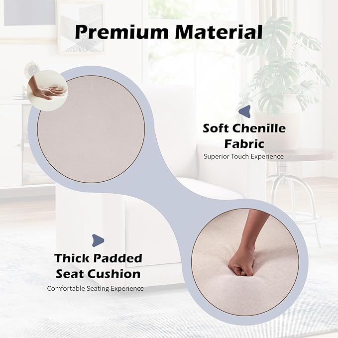 INZOY Swivel Accent Chair with Hidden Storage, Comfy 360° Swivel Chair, Upholstered Chenille Square Chair for Living Room Bedroom Small Spaces, Fully Assembled, Beige