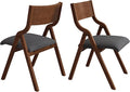 Ball & Cast Padded Folding Chairs 2 Pack,Solid Wood Frame Foldable Dining Chair,18" Seat Height,Space Saving,Easy to Carry Suitable for Kitchen, Bedroom, Light Grey