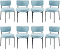 Stabrech Blue Boucle Dining Chairs Set of 8, Upholstered Dinner Chair with Metal Frame, Dining Room Chairs with Padded Seat, Round Modern Seating for Living Room