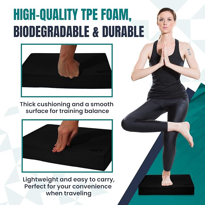 NexFit High-Density Balance Pad - Durable TPE Foam Balance Pad Physical Therapy, Foam Exercise Pad with Non-Slip Surface, Lightweight for Home & Gym Workouts, Core Strength & Balance Enhancement