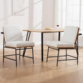 LukeAlon Mid Century Sherpa Dining Chairs Set of 2, Upholstered Square Back Kitchen Chairs with Metal Legs Armless Parsons Chairs with Wood Frame for Dining Room Reception Room, White
