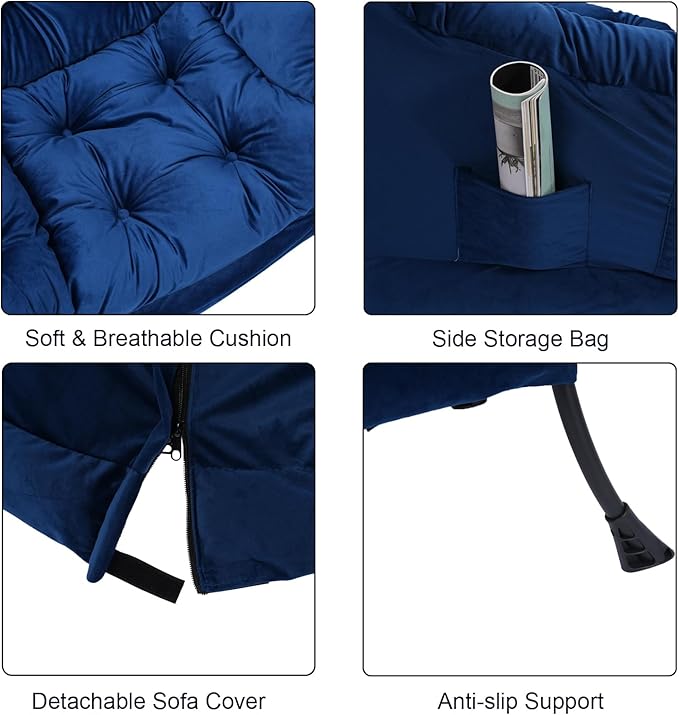 Modern Lazy Chair with Ottoman, Comfortable Lounge Chair for Bedroom, Chair and Ottoman Set, Lounge Accent Chair with Footrest for Bedroom, Garden and Courtyard