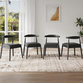 Farini Mid Century Modern Dining Chairs Set of 4, Solid Wood Frame Kitchen Chairs with PU Leather Upholstered Seat for Dining Room & Breakfast Nook,Black-Black
