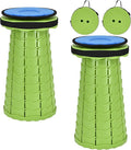 FXKS 2 Pack Upgraded Collapsible Stool with Cushion, Thickened Retractable Folding Stool Max Load Capacity 400lbs, Portable Telescoping Stools for Camping Fishing Outdoor Hiking BBQ -Green