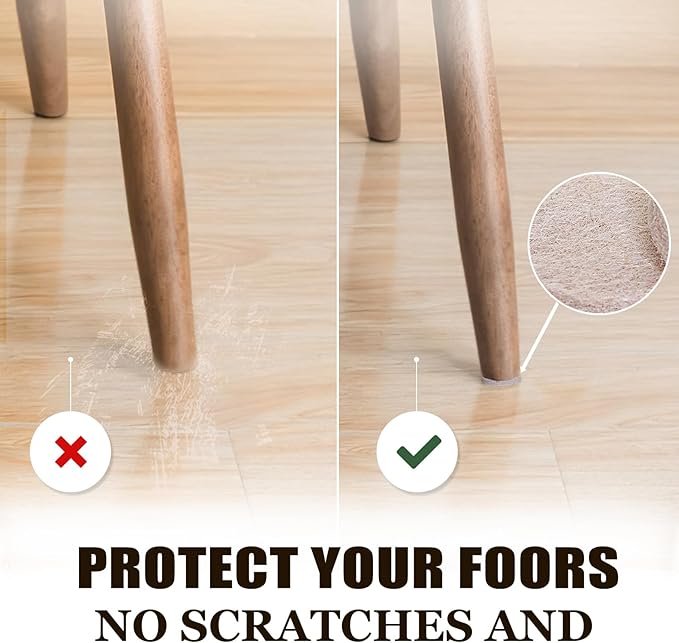Yelanon Felt Furniture Pads for Hardwood Floors -261 Pcs Premium Floor Protectors for Furniture, Felt Pads for Chair Legs, Beige