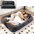 Foldable Lazy Sofa Bed, Chenille Upholstered Human Dog Bed for Adults, 2 in 1 Convertible Floor Sofa with 5 Adjustable Backrest Positions and Soft Cushions for Living Room (Dark Gray)