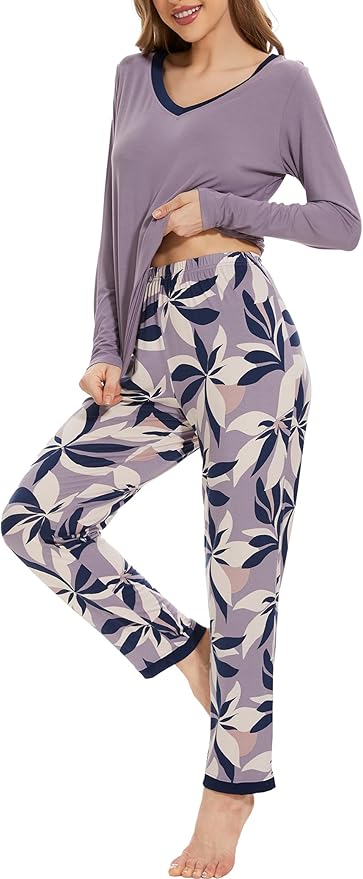 GYS Viscose from Bamboo Women's Pajama Sets Super Soft Long Sleeve Sleepwear Comfy Winter Pjs Sets S-4X