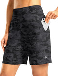 Women's Athletic Shorts with Zipper Pocket 7" High Waisted Stretchy Bermuda Shorts for Women Workout Running Casual